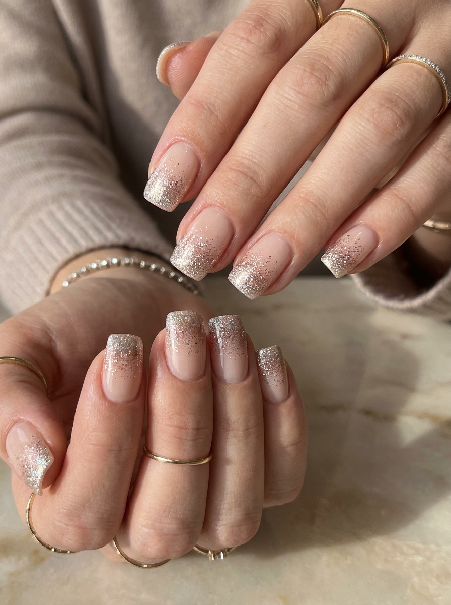 Glitter Fade Square Nails